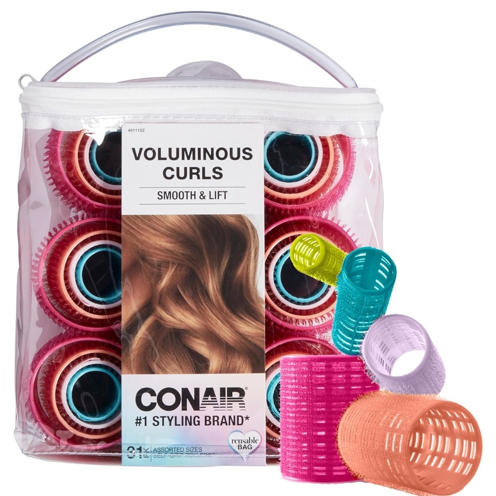 {Conair} Self Grip Hair Rollers, Heatless Curls, Assorted Sizes - 31 Count, NEW